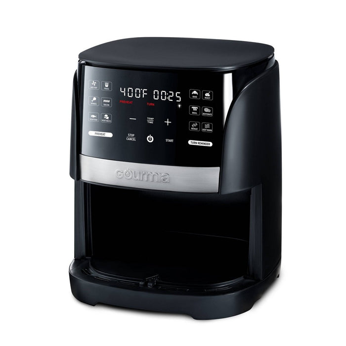 Gourmia 6-Qt Digital Window Air Fryer with 12 Presets & Guided Cooking Black