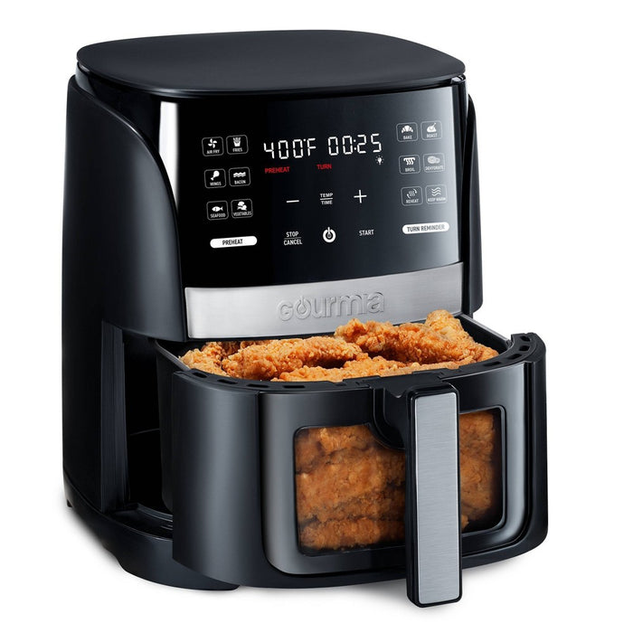 Gourmia 6-Qt Digital Window Air Fryer with 12 Presets & Guided Cooking Black