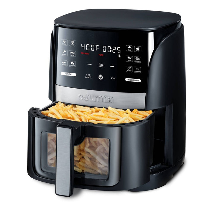 Gourmia 6-Qt Digital Window Air Fryer with 12 Presets & Guided Cooking Black
