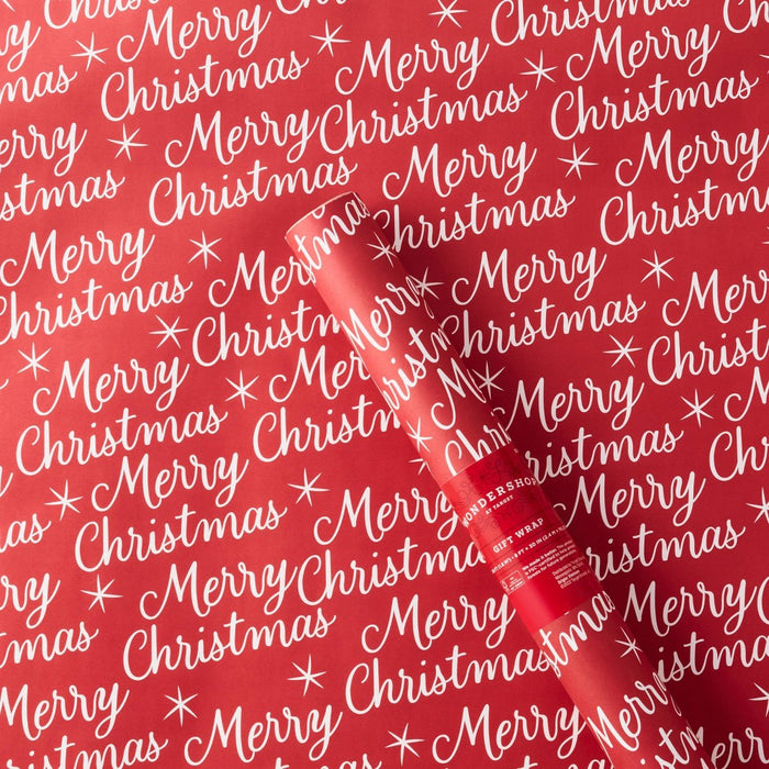 20 sq ft 'Merry Christmas' Kraft Gift Wrap Red/White - Wondershop