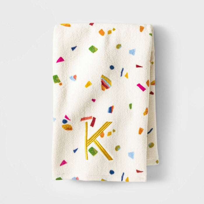 15"x25" Sheared Terry Monogram Hand Towel 'K' - Opalhouse