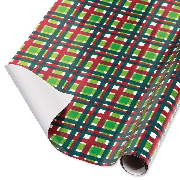 20 sq ft Christmas Roll Wrap Foil Plaid Green