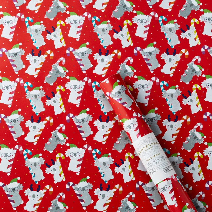 25 sq ft Koalas Gift Wrap Red - Wondershop