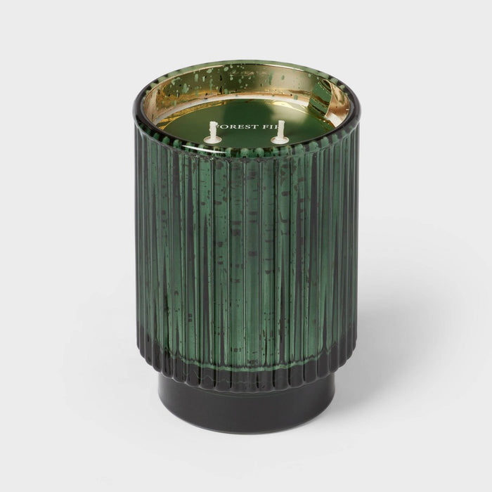 19oz Mercury Footed Ribbed Glass with Dustcover Green/Forest Fir - Threshold