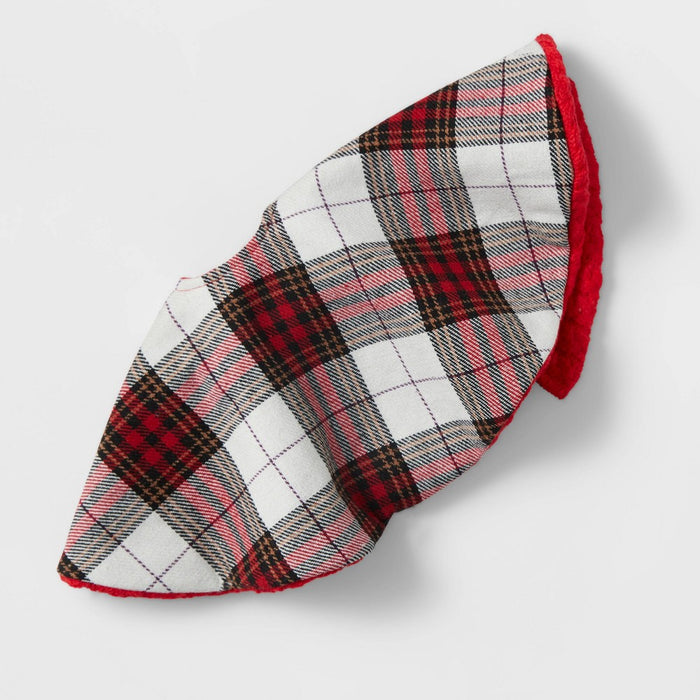 16" Reversible Cable Knit to Plaid Mini Christmas Tree Skirt Red - Wondershop