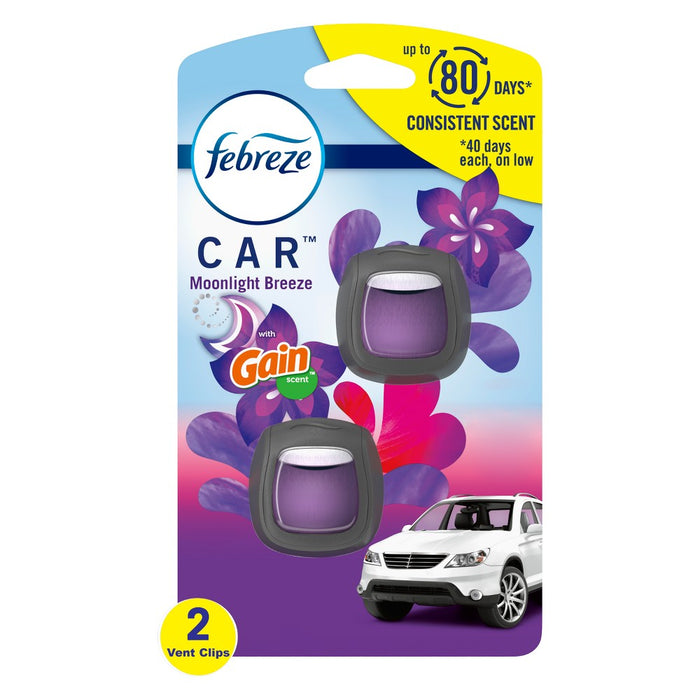 Febreze Car Air Freshener Vent Clip - Gain Moonlight Breeze Scent - 0.13 fl oz