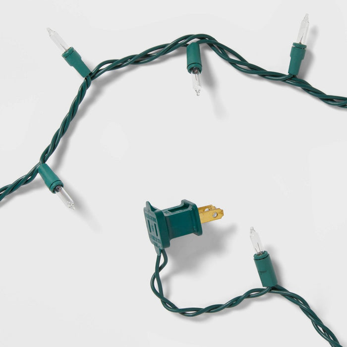 100ct Incandescent Smooth Mini Christmas String Lights Clear with Green Wire - Wondershop