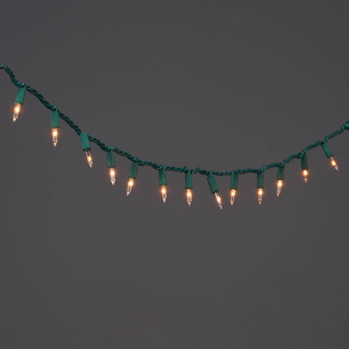 100ct Incandescent Smooth Mini Christmas String Lights Clear with Green Wire - Wondershop