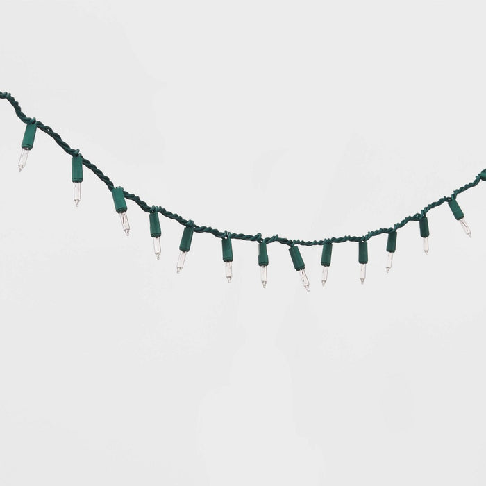 100ct Incandescent Smooth Mini Christmas String Lights Clear with Green Wire - Wondershop