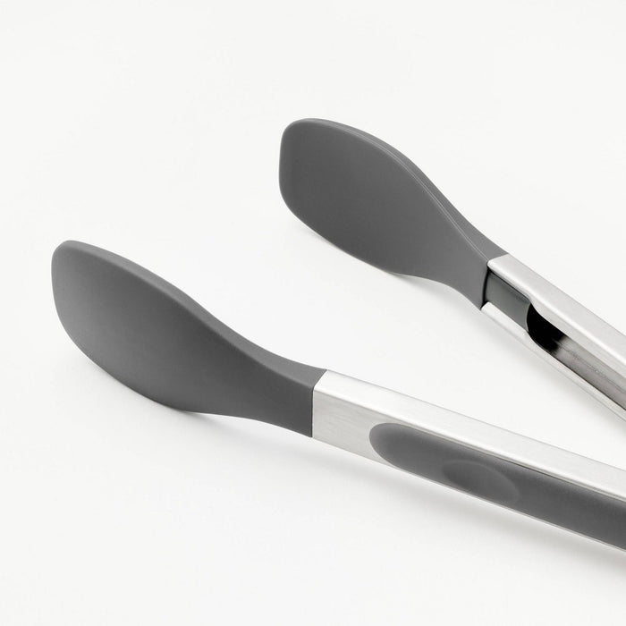 9" Stainless Steel Tong with Silicone Tip Dark Gray - Figmint