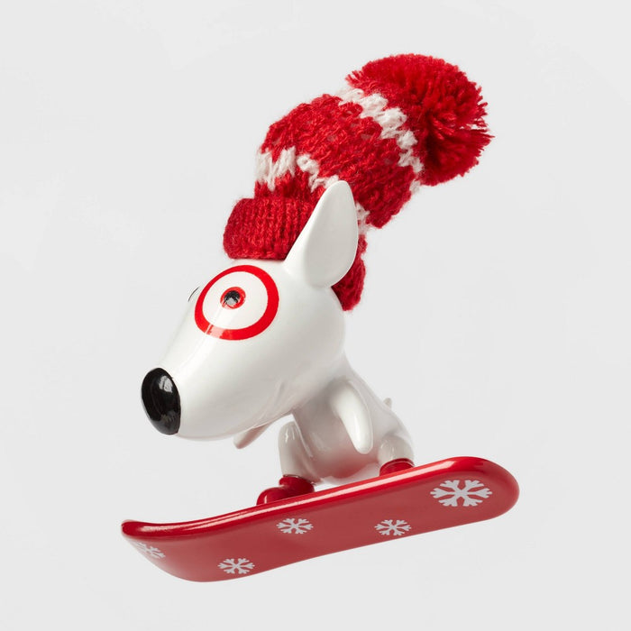 Bullseye Riding Snowboard Christmas Tree Ornament White/Red - Wondershop
