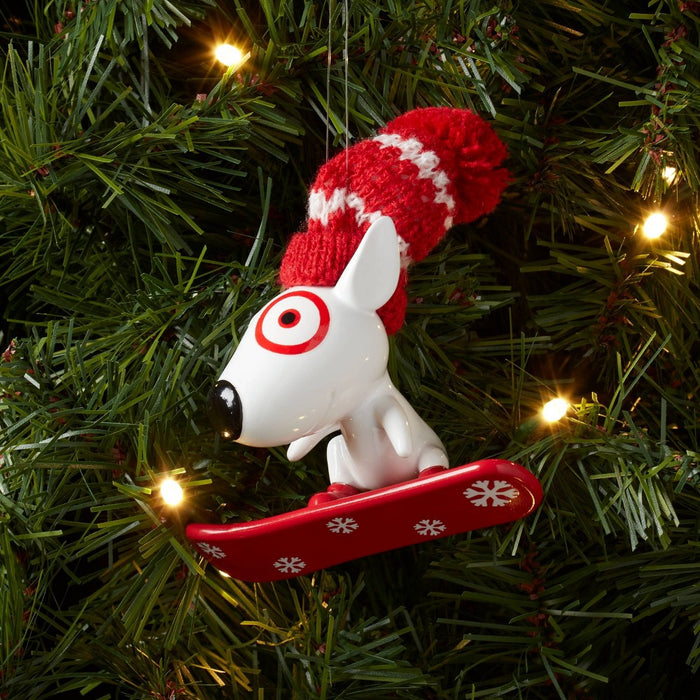 Bullseye Riding Snowboard Christmas Tree Ornament White/Red - Wondershop