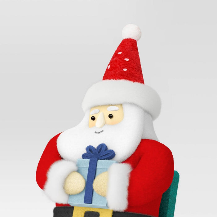 Santa Fabric Christmas Figurine in Wheelchair Holding Gift - Wondershop