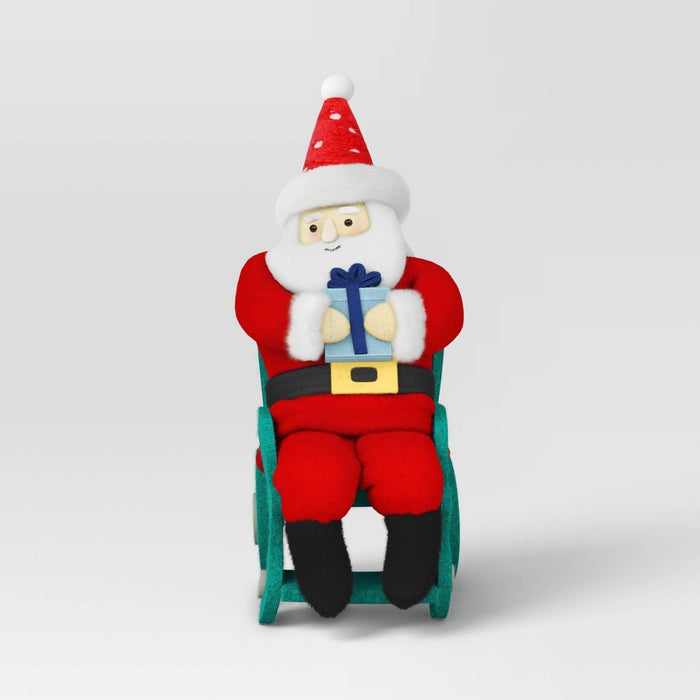 Santa Fabric Christmas Figurine in Wheelchair Holding Gift - Wondershop