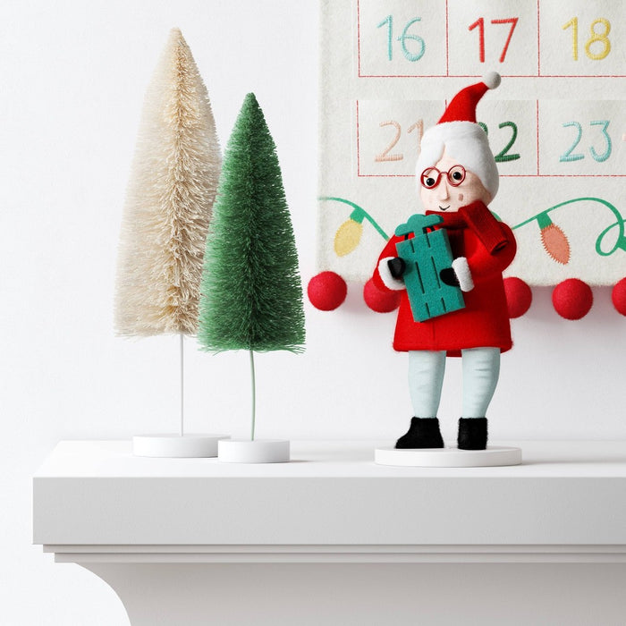 Santa Fabric Christmas Figurine Wearing Hat Holding Sled - Wondershop