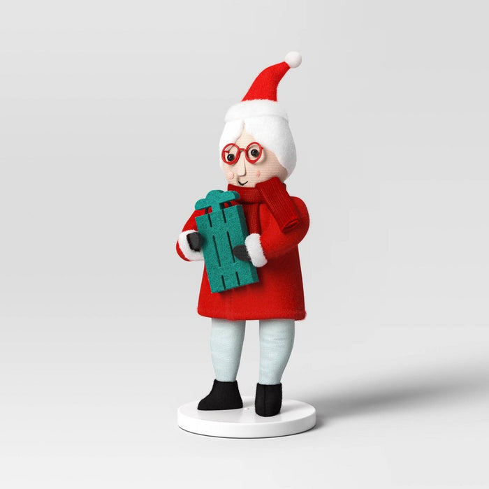 Santa Fabric Christmas Figurine Wearing Hat Holding Sled - Wondershop