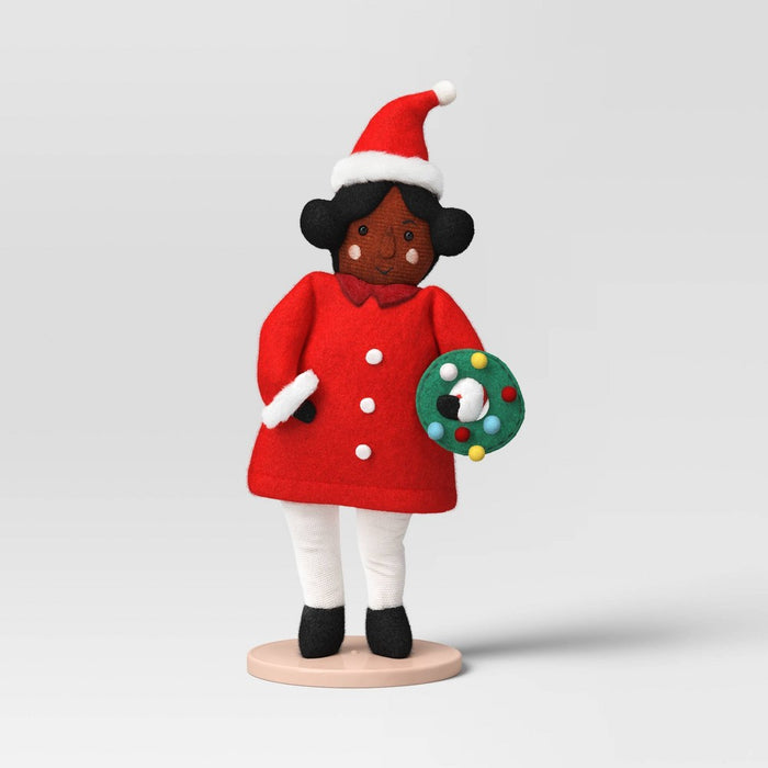 Santa Fabric Christmas Figurine Holding Wreath - Wondershop