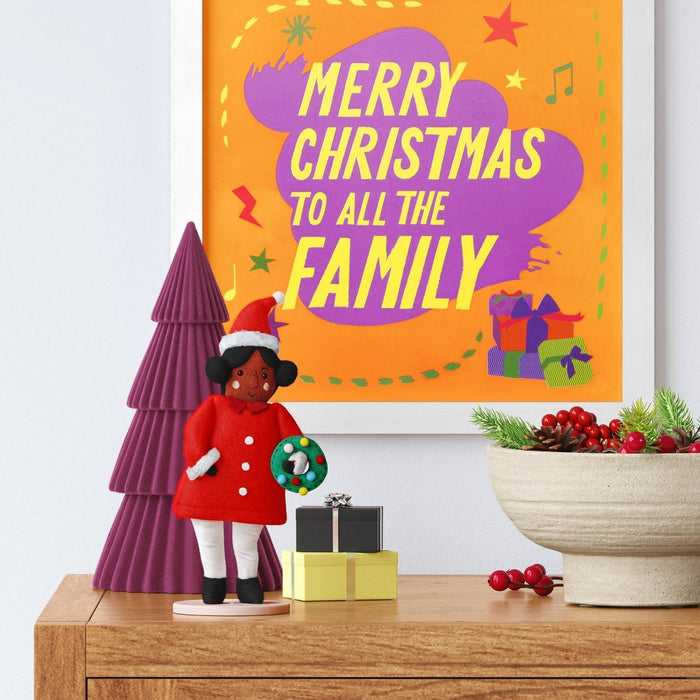 Santa Fabric Christmas Figurine Holding Wreath - Wondershop
