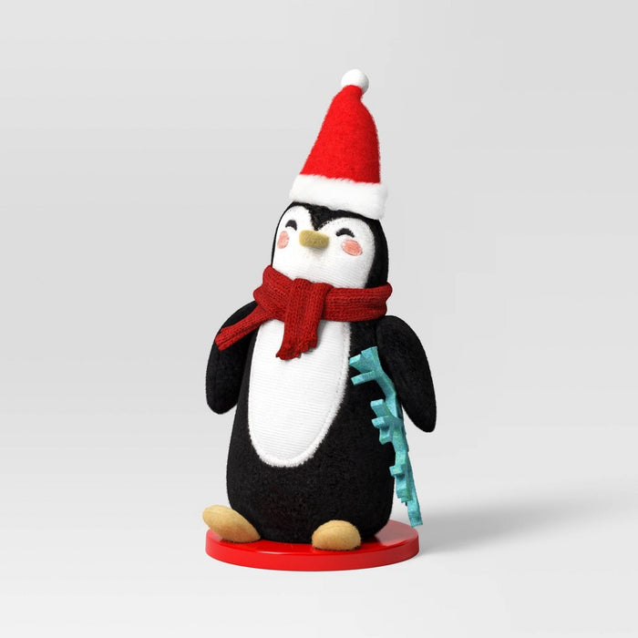 Santa Fabric Penguin Christmas Figurine Holding Snowflake - Wondershop