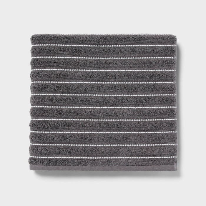Performance Plus Bath Towel Dark Gray Striped - Threshold
