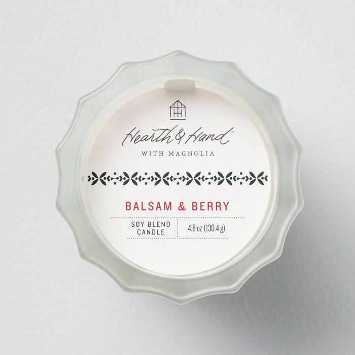 Milky Glass Balsam & Berry Mini Jar Christmas Candle Ivory 4.6oz - Hearth & Hand with Magnolia