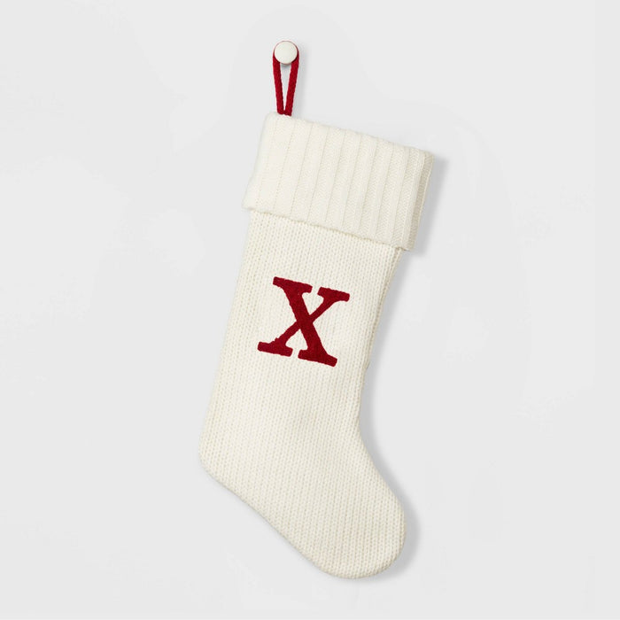 Knit Monogram Christmas Stocking White X - Wondershop