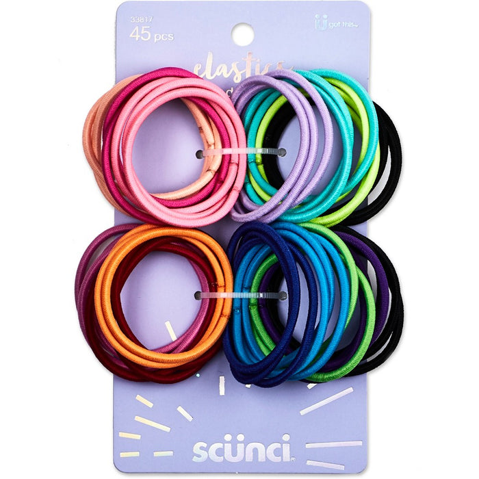 scunci No Damage Elastic Hair Ties - 45pk
