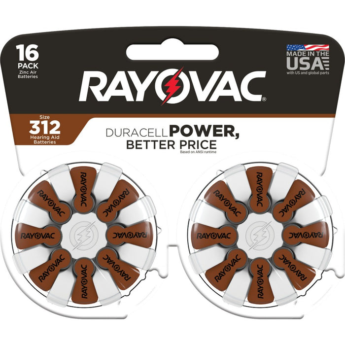 Rayovac Size 312 Hearing Aid Battery - 16pk