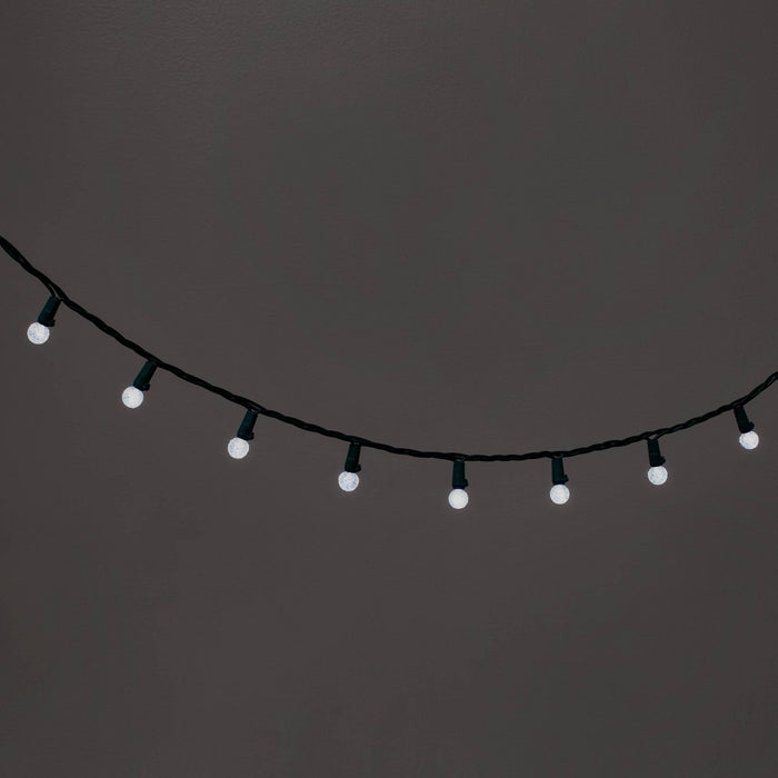 60ct LED Faceted Sphere Christmas String Lights Cool White with Green Wire - Wondershop