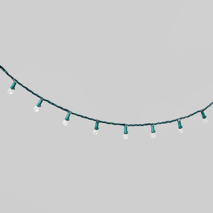 60ct LED Faceted Sphere Christmas String Lights Cool White with Green Wire - Wondershop