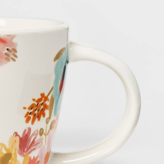 16oz Stoneware Monogram Floral Mug I - Opalhouse