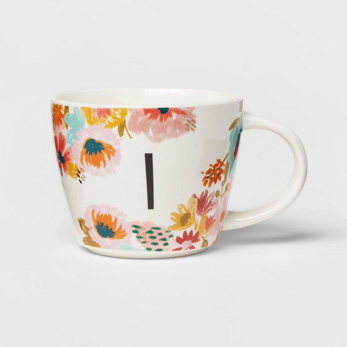 16oz Stoneware Monogram Floral Mug I - Opalhouse