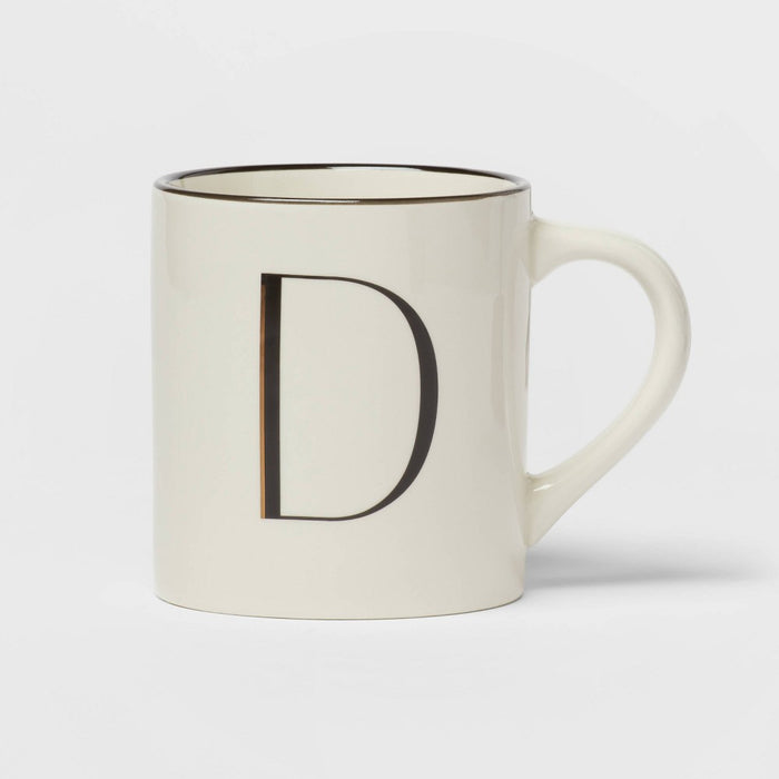 16oz Stoneware Monogram D Mug Ivory - Threshold