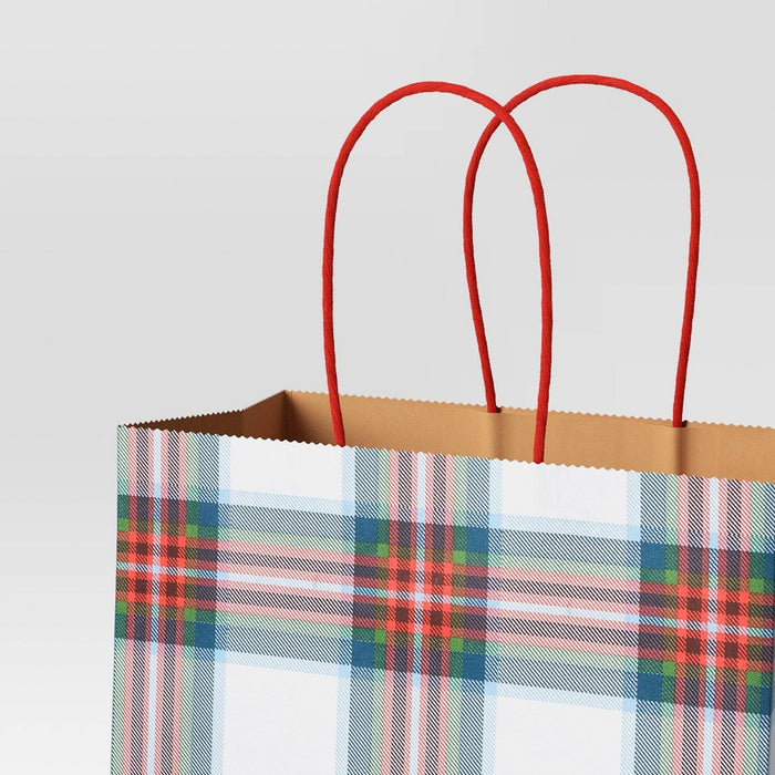 2ct Cub Plaid Paper Handle Christmas Gift Bag Red/White - Wondershop