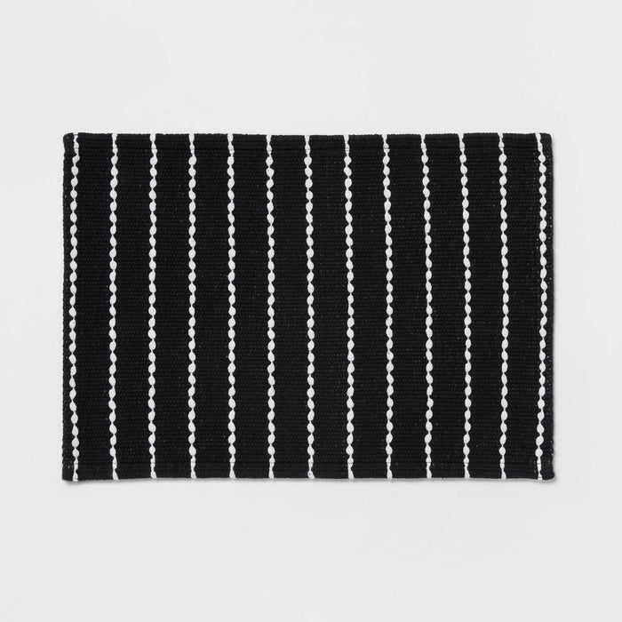 20"x30" Performance Plus Bath Mat Striped Black - Threshold