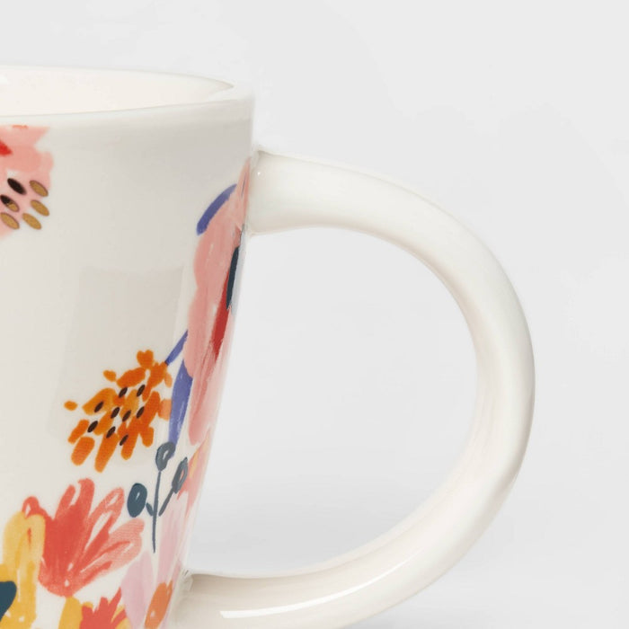 16oz Stoneware Monogram Floral Mug M - Opalhouse