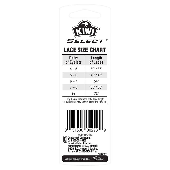 KIWI Select Sport Oval Laces - Charcoal Black 45in