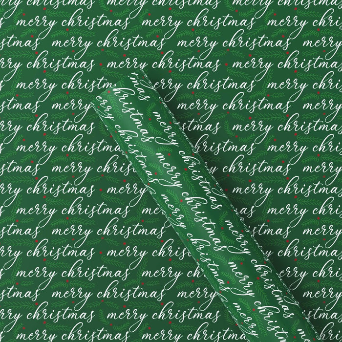 220 sq ft 'Merry Christmas' Gift Wrap Green - Wondershop