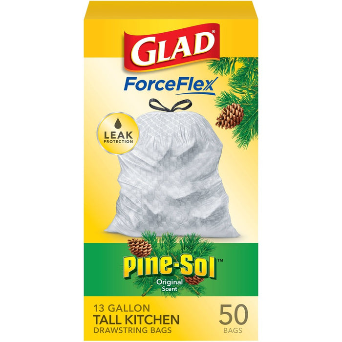 Glad ForceFlex Drawstring Trash Bags - Pinesol - 13 Gallon - 50ct