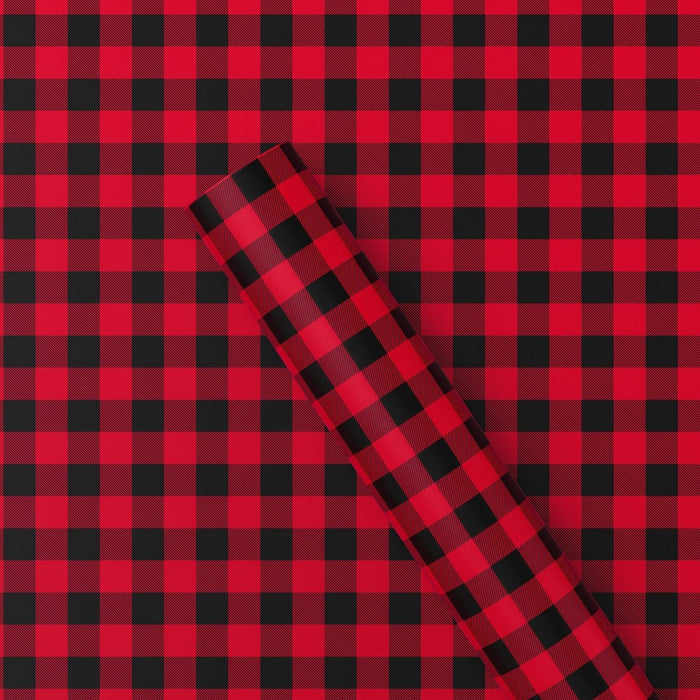 220 sq ft Buffalo Plaid Christmas Gift Wrap Red/Black - Wondershop