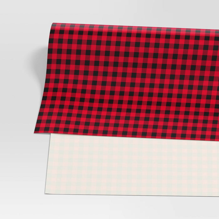 220 sq ft Buffalo Plaid Christmas Gift Wrap Red/Black - Wondershop