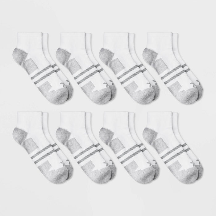 Men's Training 8pk Ankle Socks - All in Motion White 6-12