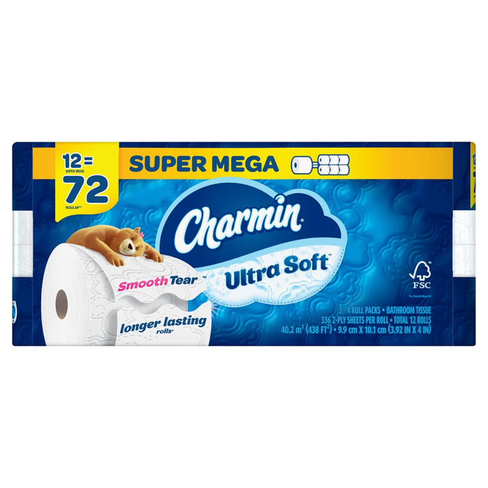 Charmin Ultra Soft Toilet Paper - 12 Super Mega Rolls