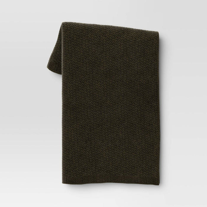 Solid Chenille Knit Throw Blanket Forest Green - Threshold
