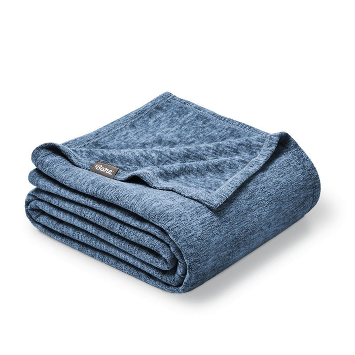 Heather Dark Blue Full/Queen Lightweight Polar Fleece Blanket by Bare Home