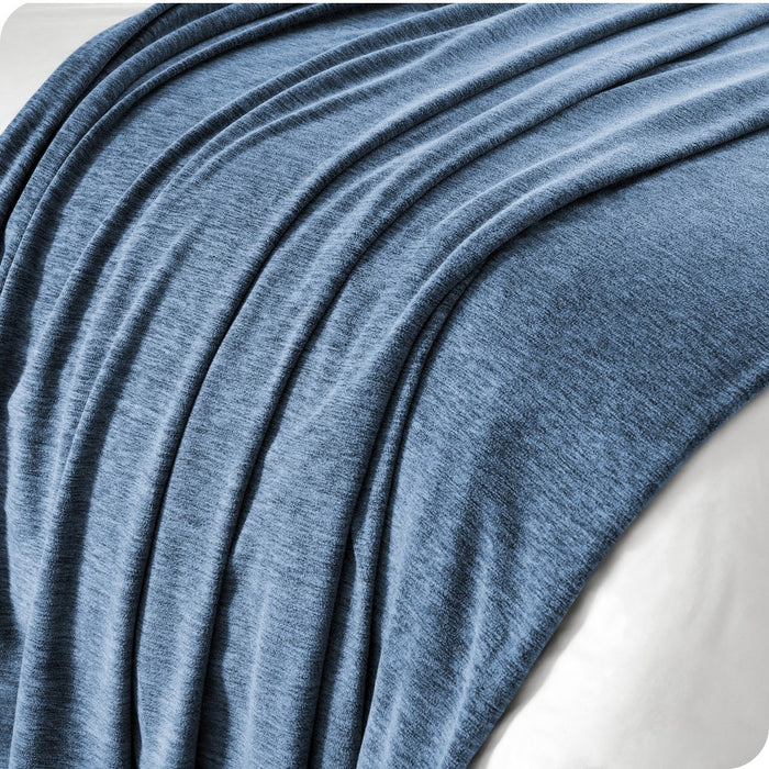 Heather Dark Blue Full/Queen Lightweight Polar Fleece Blanket by Bare Home