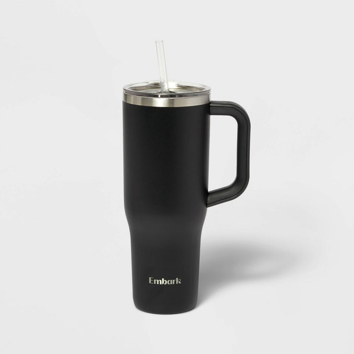40oz Steel Straw Tumbler Black - Embark