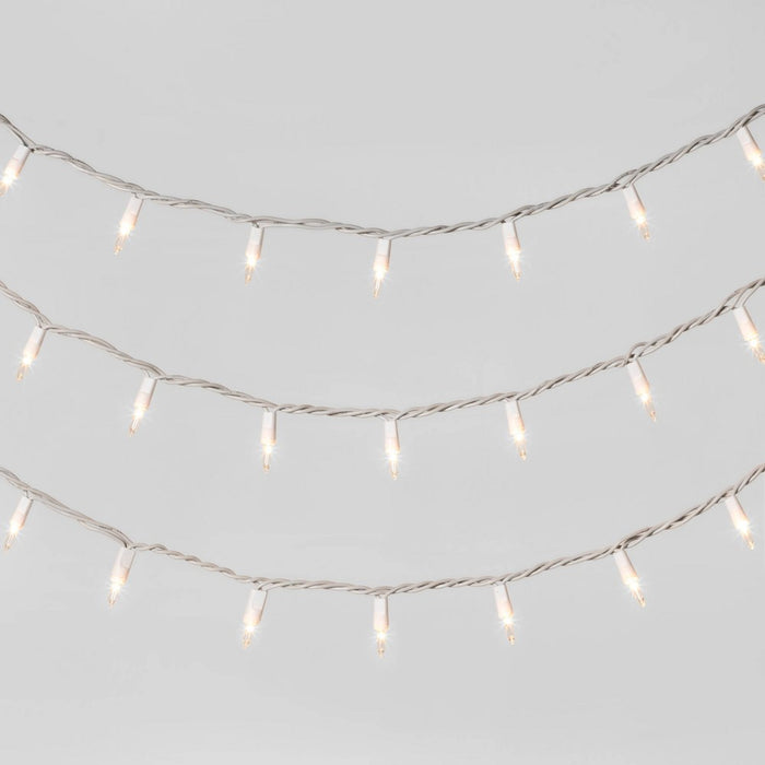 50ct Incandescent Mini Christmas String Lights Clear with White Wire - Wondershop