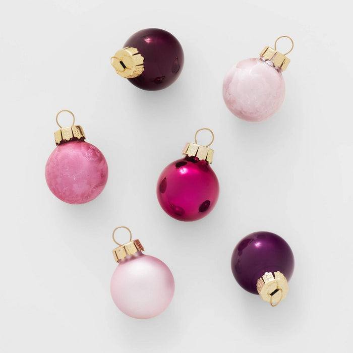 Round Glass Mini Christmas Tree Ornament Set 49pc Pink - Wondershop