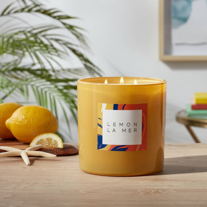 3-Wick 28oz Glass Lemon La Mer Candle Yellow - Opalhouse